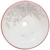 vidaXL Countertop Basin White and Red Round Φ16.1x5.5" Ceramic