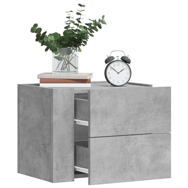 vidaXL Wall-mounted Bedside Cabinet Set of 2 Concrete gray Engineered wood