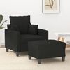 vidaXL Sofa Chair With Footstool Black