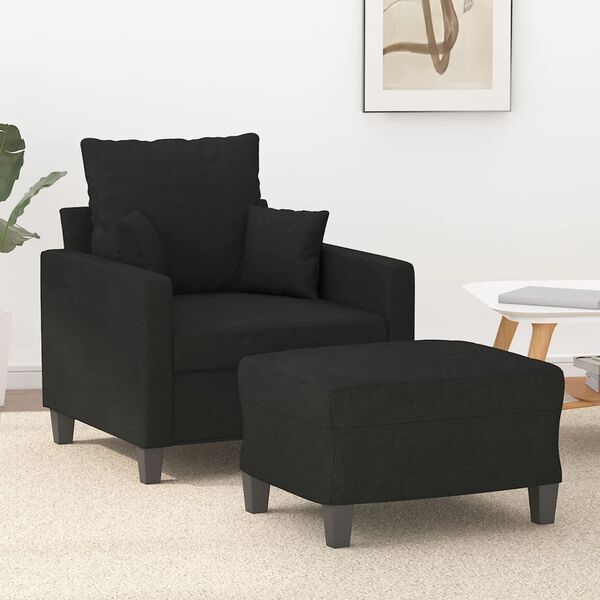 vidaXL Sofa Chair With Footstool Black