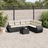 vidaXL Garden Sofa Set Black and Cream White PE Rattan Large Modular