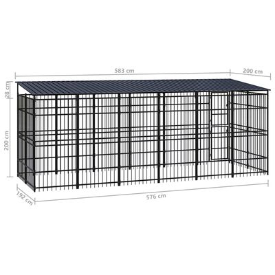 vidaXL Outdoor Dog Kennel with Roof Steel 119 ft²