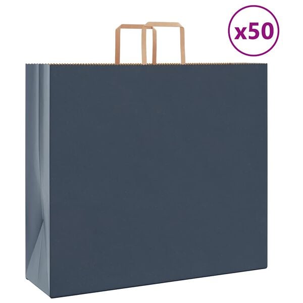 vidaXL Paper Bags 50 pcs with Handles Blue 54x15x49 cm