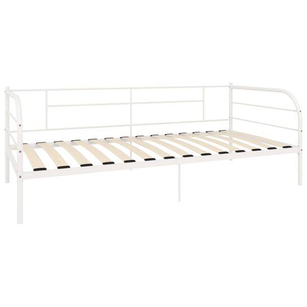 vidaXL Day Bed Frame White Metal, plywood, plastic 35.4x78.7 in