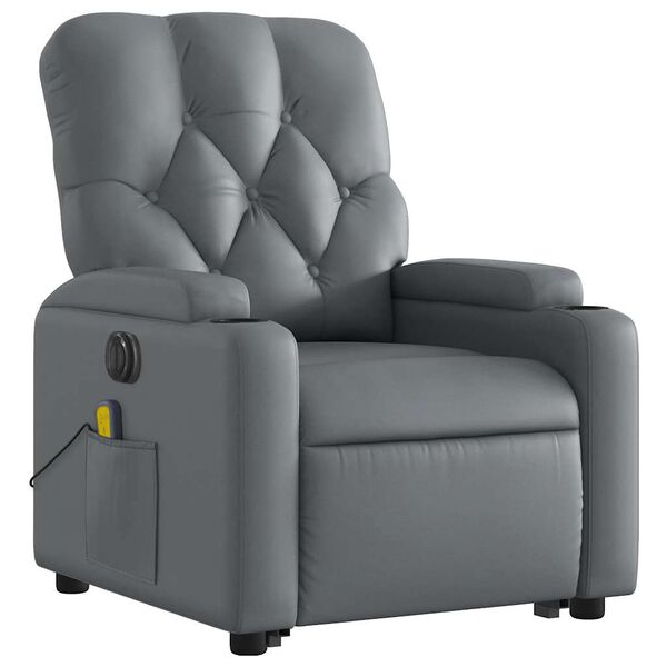 vidaXL Electric Stand Up Massage Recliner Chair Grey Faux leather Standard