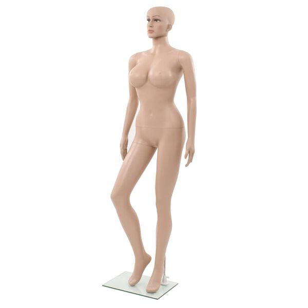 vidaXL Sexy Female Mannequin with Glass Base Beige 70.9"