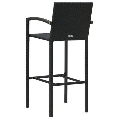 vidaXL Bar Stools 4 pcs Black Poly Rattan