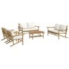 vidaXL Garden Lounge Set Cream White Bamboo Large Modular