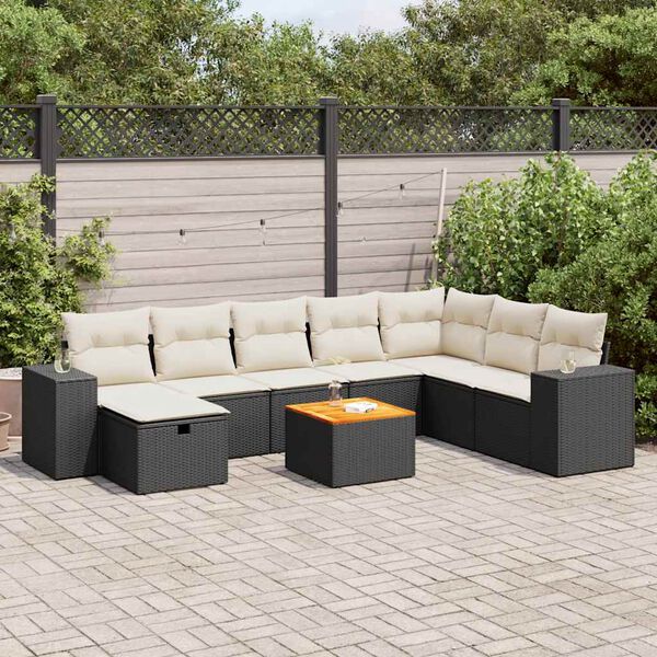 vidaXL Garden Sofa Set Black, Cream White