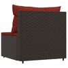 vidaXL Patio Middle Sofa Brown PE rattan Medium Adjustable Feet