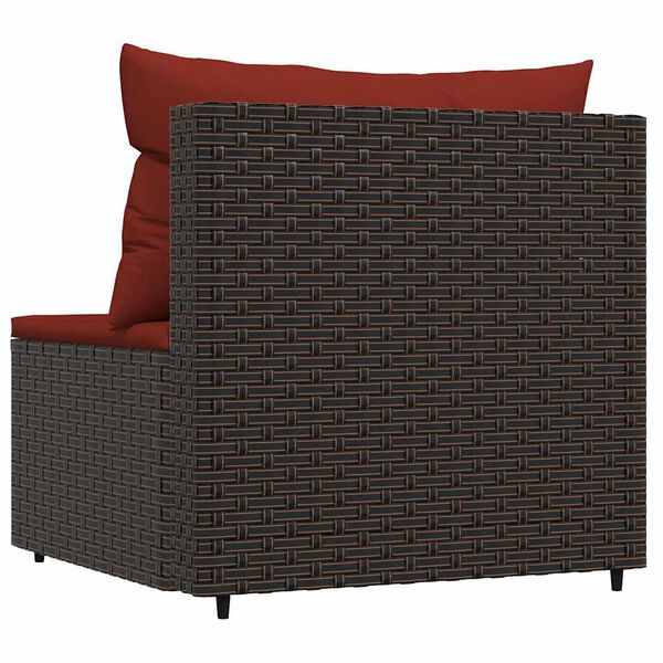 vidaXL Patio Middle Sofa Brown PE rattan Medium Adjustable Feet