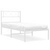 vidaXL Metal Bed Frame White Powder-Coated Steel Twin Metal Bed Frame