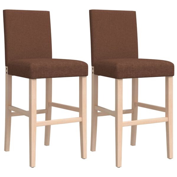 vidaXL Bar Chair Brown Solid rubber wood, fabric (100% polyester), foam