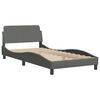 vidaXL Bed Frame Dark Grey Polyester, Metal, Plywood, Engineered wood Twin
