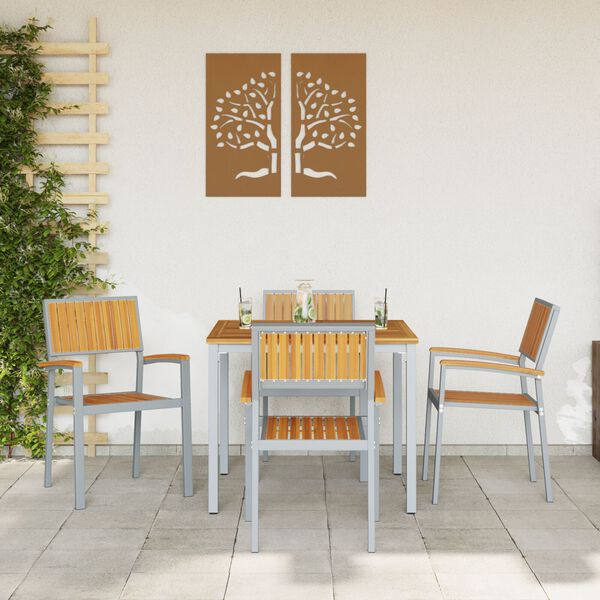 vidaXL Stacking Chair 4 pcs Brown 22.05 x 22.44 x 34.25 in