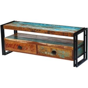 vidaXL TV Cabinet Multicolor Solid reclaimed wood, Steel Medium