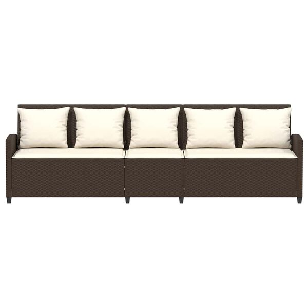 vidaXL Patio Sofa 5-Seater with Cushions Brown Poly Rattan
