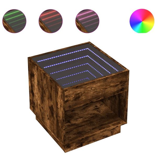 vidaXL Bedside Table Smoked Oak Engineered wood, Glass Medium