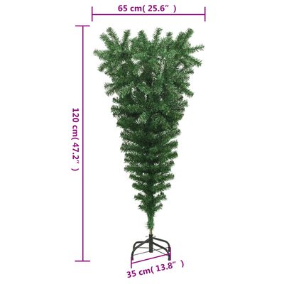 vidaXL Upside-down Artificial Christmas Tree with Stand Green 4 ft