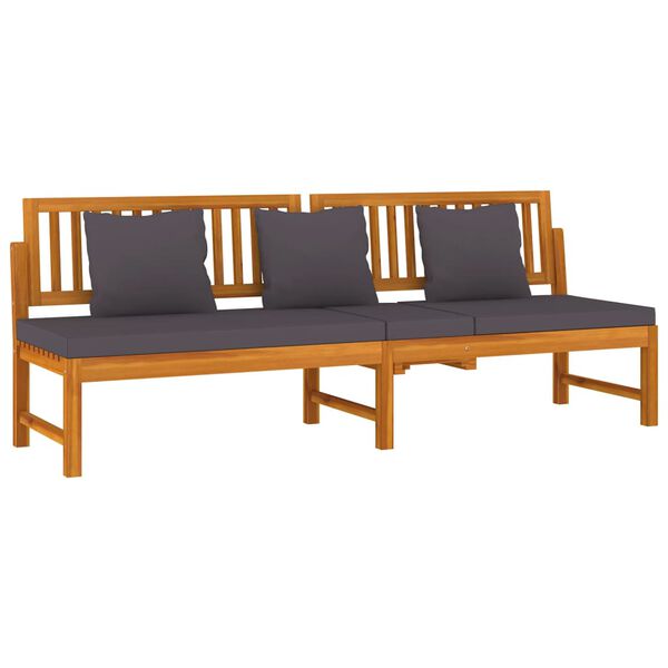 vidaXL Day Bed Brown, Grey Solid Acacia wood, Polyester