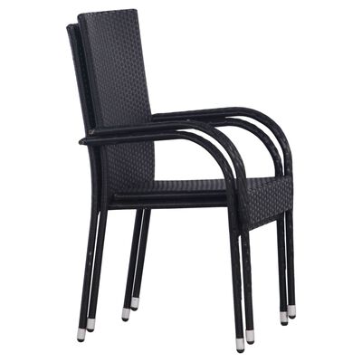 vidaXL Stackable Patio Chairs 2 pcs Poly Rattan Black