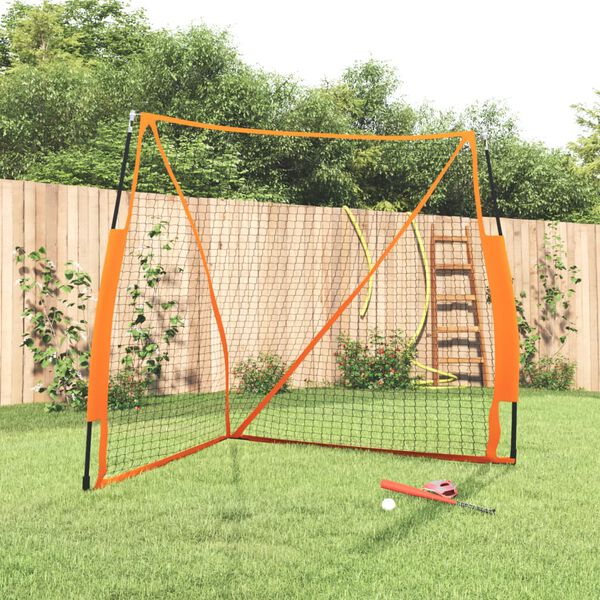 vidaXL Portable Baseball Net Orange&Black 183x182x72.0 " Steel&Polyester