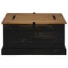 vidaXL Storage Chest Black Solid Pine Wood, Metal Medium Storage Chest