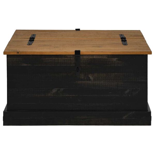 vidaXL Storage Chest Black Solid Pine Wood, Metal Medium Storage Chest