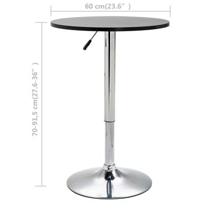 vidaXL Bar Table Black Ø23.6" MDF