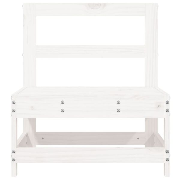 vidaXL Garden Middle Sofa White Solid pine wood Medium Modular