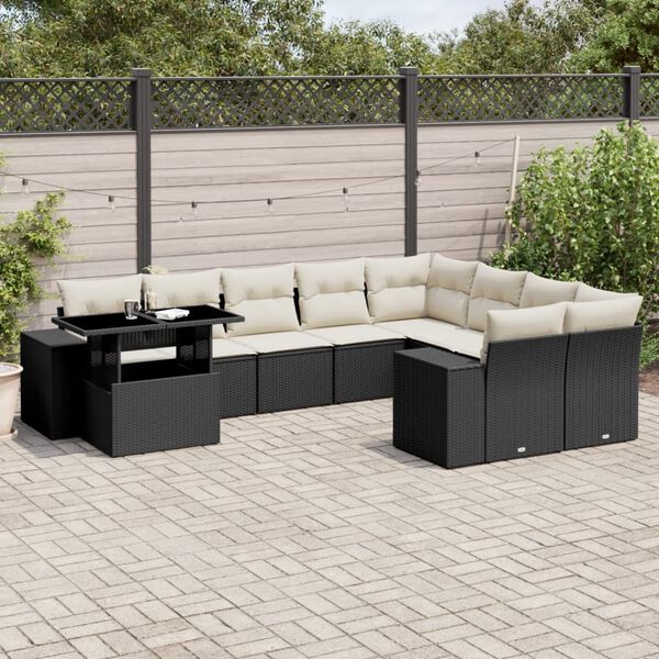 vidaXL Garden Sofa Set Black, Cream white