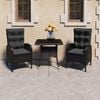 vidaXL Garden Dining Set Black Poly rattan, steel, glass, fabric