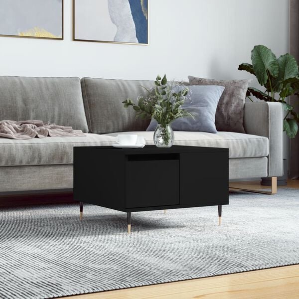 vidaXL Coffee Table Black Engineered Wood, Metal 21.7x21.7x14.4 in
