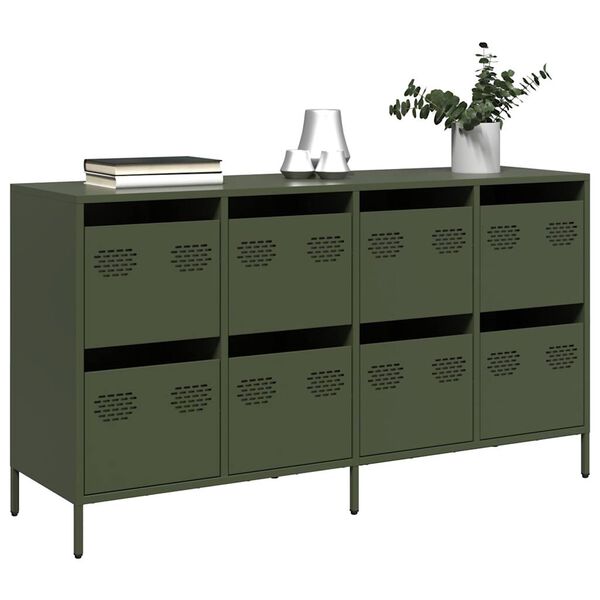vidaXL Sideboard Olive Green Cold-rolled Steel Standard Sideboard
