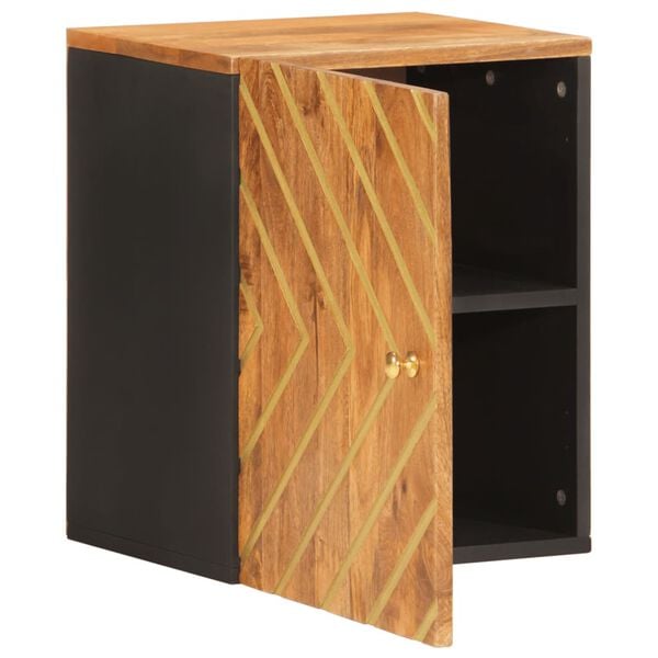 vidaXL Bathroom Wall Cabinet Brown and Black Solid mango wood and MDF
