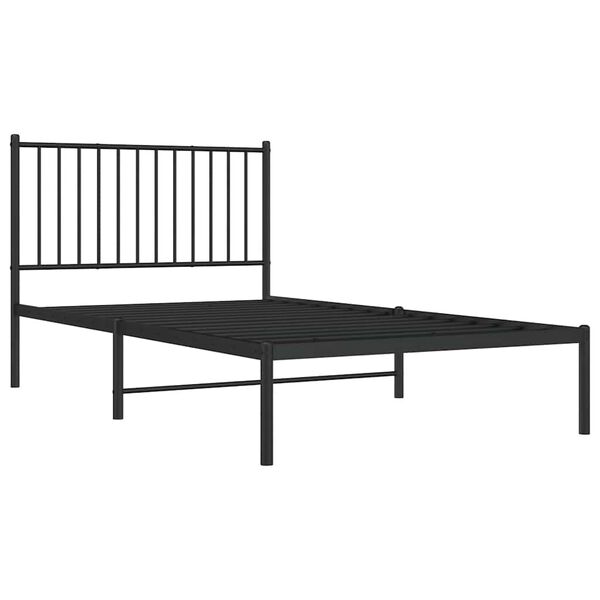vidaXL Bed Frame Black Powder-Coated Steel Twin Bed Frame Rectangular