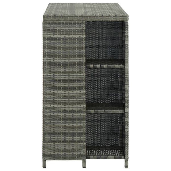 vidaXL Bar Table Grey PE Rattan, Steel 47.2 x 23.6 x 43.3 in Bar Table