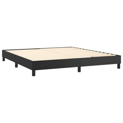 vidaXL Box Spring Bed with Mattress&LED Black King Faux Leather