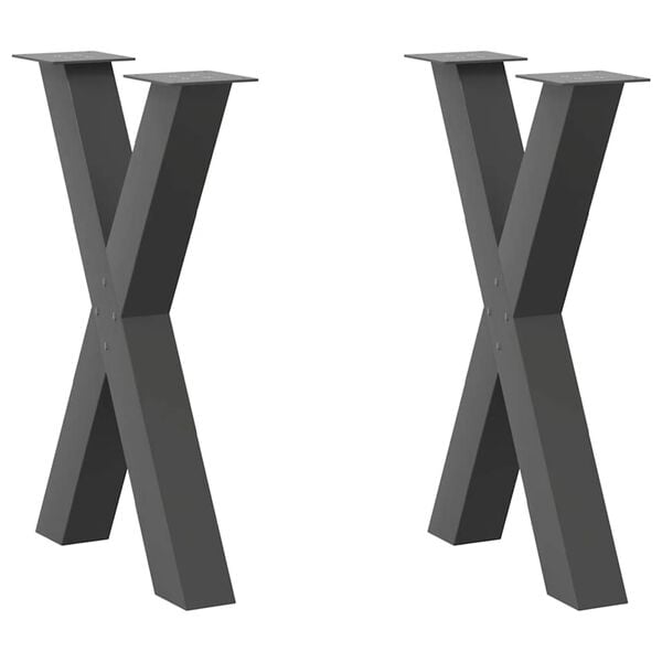 vidaXL Dining Table Leg Set of 2 Anthracite Powder-Coated Steel Standard
