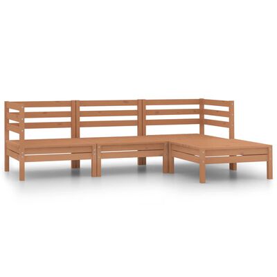 vidaXL 4 Piece Patio Lounge Set Solid Wood Pine Honey Brown