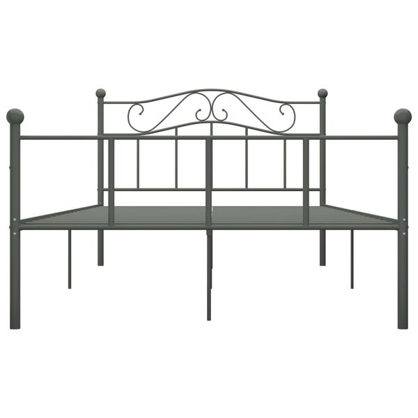 vidaXL Bed Frame Grey Metal Double Durable Bed Frame Rectangular