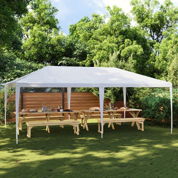 vidaXL Party Tent White Polyethylene, Iron 13.1 x 19.7 ft Durable