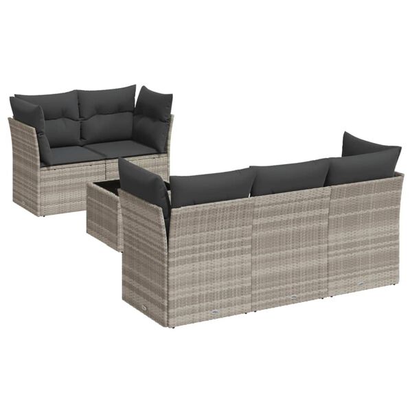 vidaXL Garden Sofa Set Light Grey PE Rattan Medium to Large