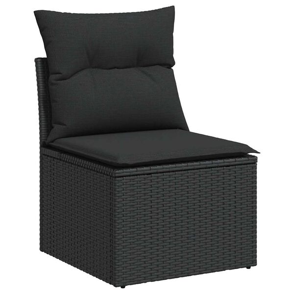 vidaXL Garden Sofa Set Black PE rattan, powder-coated steel, acacia wood