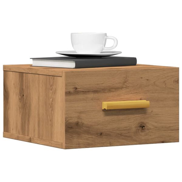 vidaXL Wall-mounted Bedside Cabinet Set of 2 Artisan oak Engineered wood