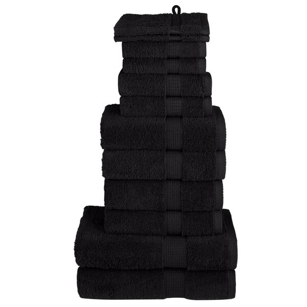 vidaXL Towel Set Black 100% ring-spun cotton Various sizes Towel Set