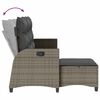 vidaXL Garden Sofa Set Grey PE rattan Large Adjustable Armrests