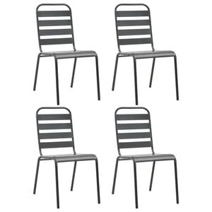 vidaXL Outdoor Chair Set of 4 Dark Grey E-coated Steel Standard