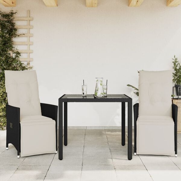 vidaXL Bistro Set Black and Cream