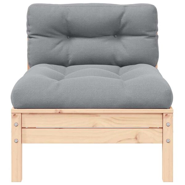 vidaXL Garden Middle Sofa Gray Solid Pine Wood Medium Modular